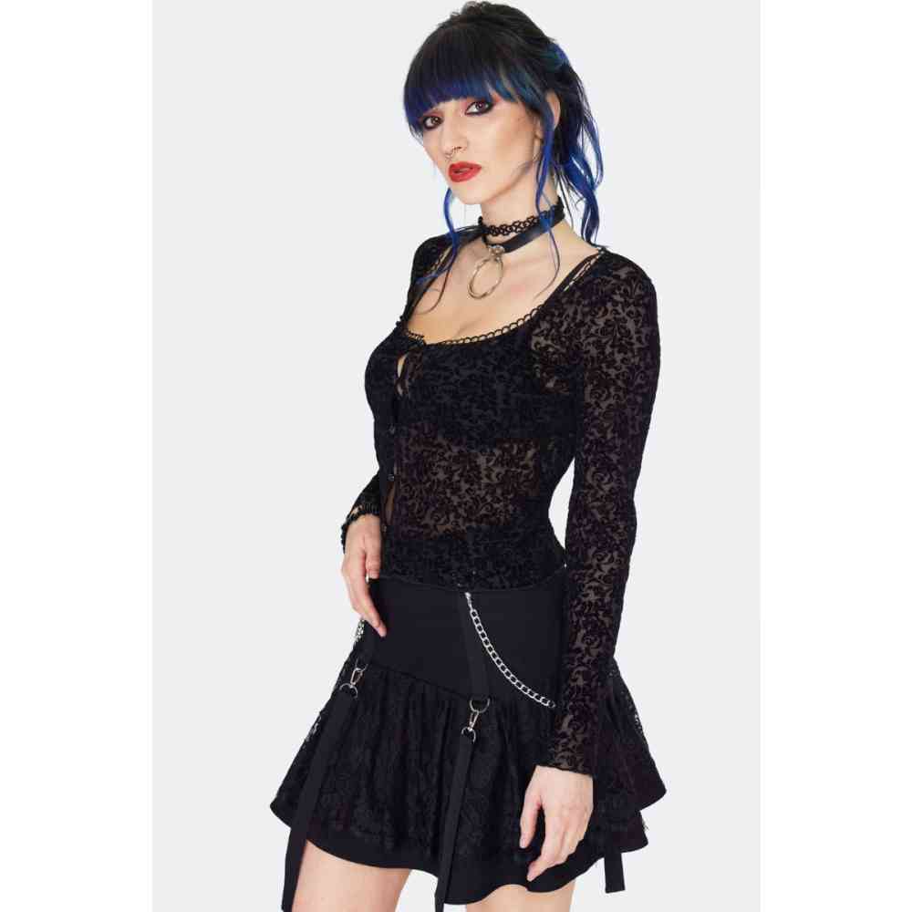 Jawbreaker - Gothic Flocking Long Sleeves Longsleeve top - Zwart